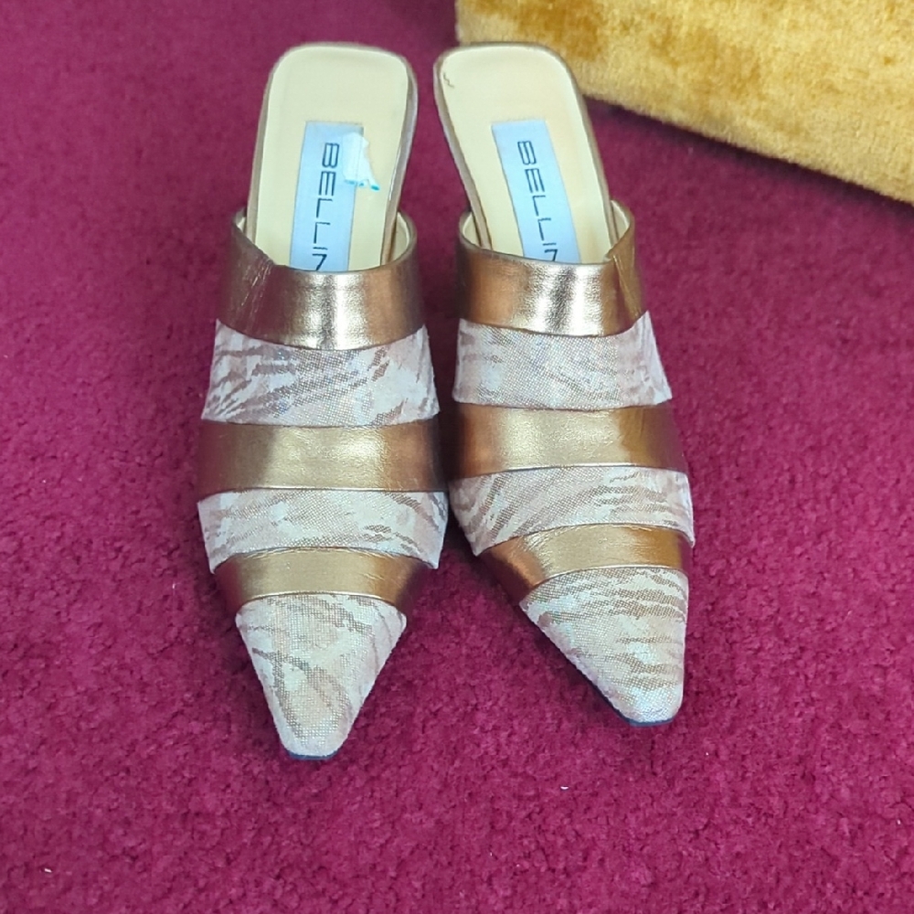 Bellini Metallic Gold and Cream Mules